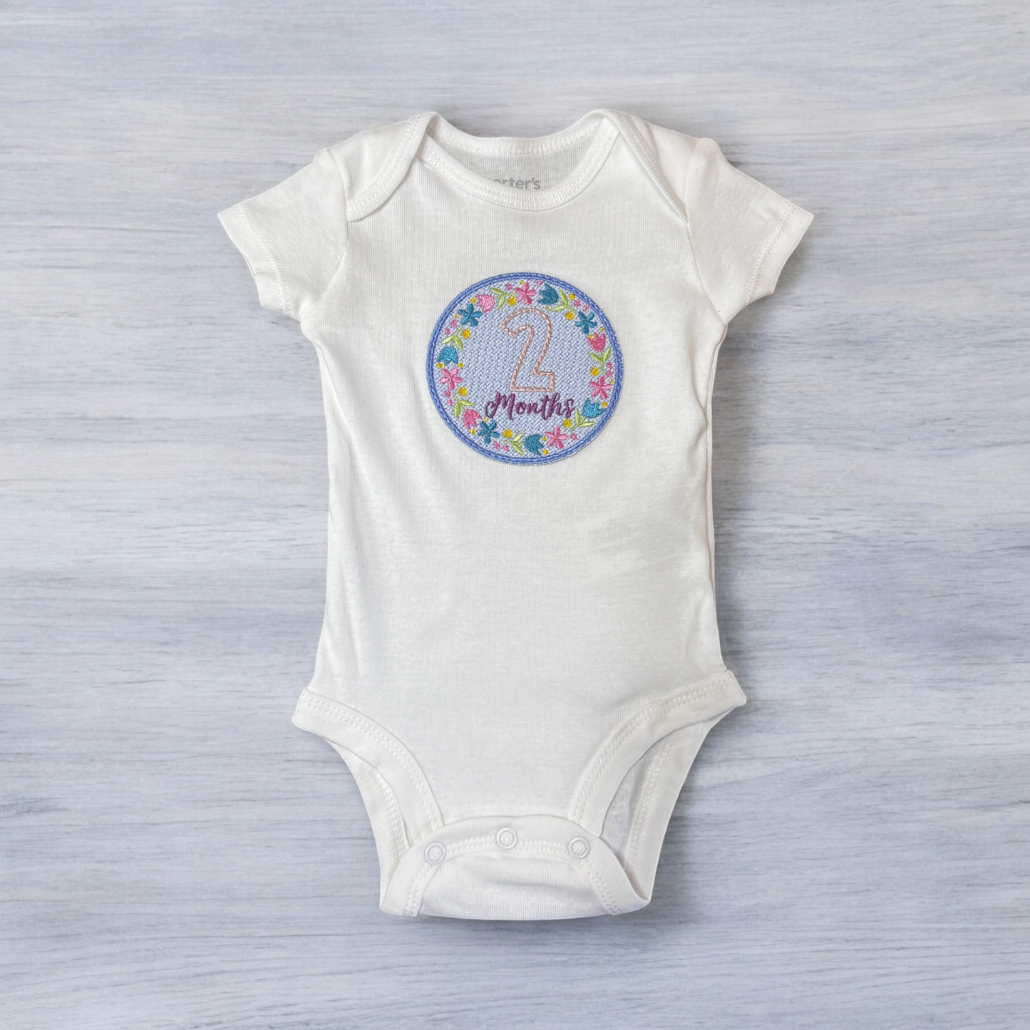 Embroidered Baby Monthly Milestones Onesies