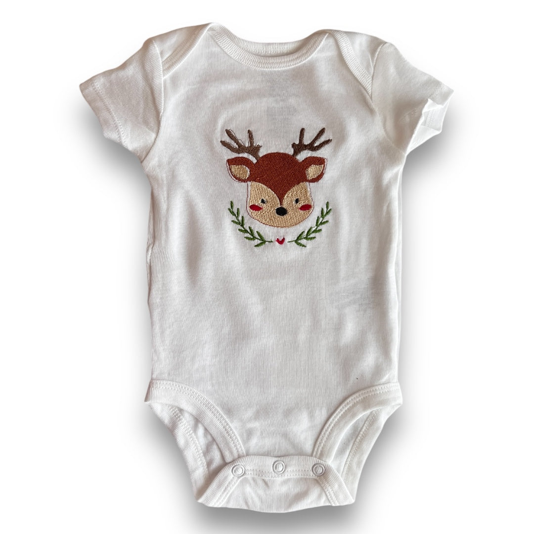 Embroidered Baby Boy Christmas Reindeer Onesie - Personalized Bodysuit - Christmas Baby Outfit - Baby Holiday Outfit - Christmas Bodysuit